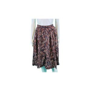 Vintage 50s Speckled Skirt Womens XXS Artistic Print Brown Black Cotton